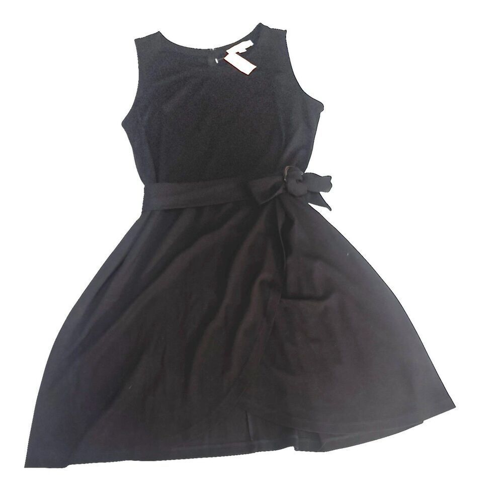 LOFT Plus NWT Dress sz16 Black Knee High Sleeveless Belted Stretch Knit Career - Picture 15 of 15